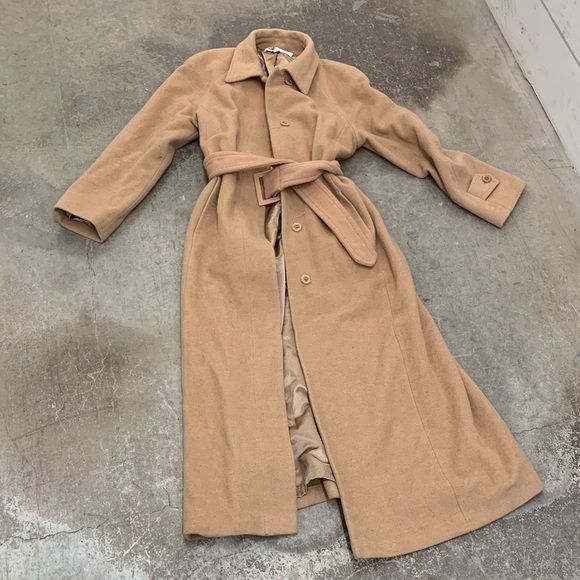 Vintage jones New York wool alpaca maxi Tan camel Belted Coat - Picture 1 of 11